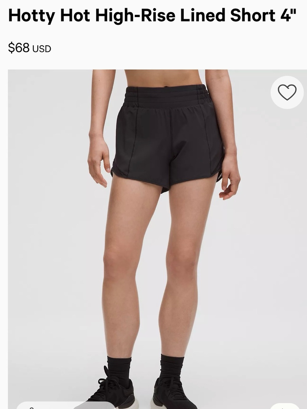 Lululemon Hotty High-Rise Lined Shorts 4” - Size 4 Long, Black